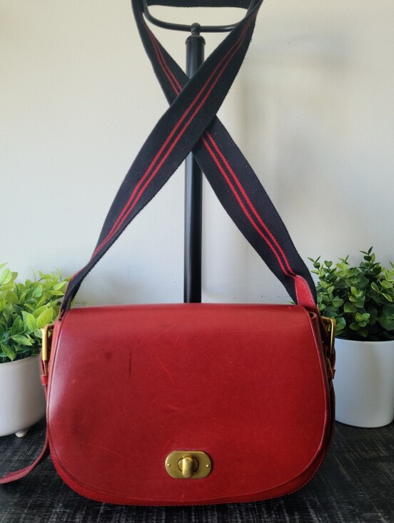 Polo Ralph Lauren Handbags - Polo Ralph Lauren Red Leather Saddle Bag